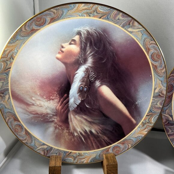 Set of 4 Plates Bradford Exchange - Native Beauty - Native American Inspired - W - Picture 2 of 10